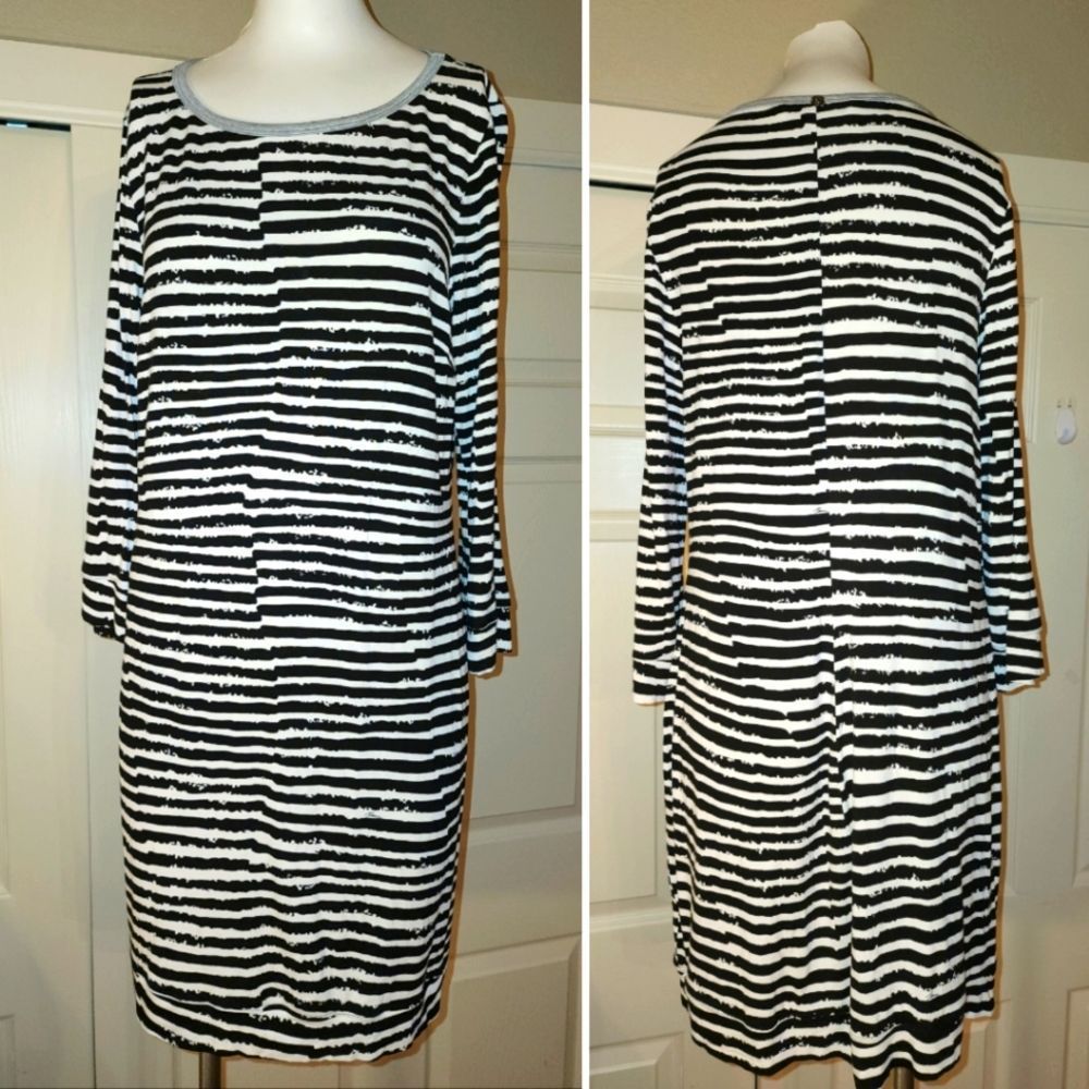 Trina Turk Black and White Striped Dress